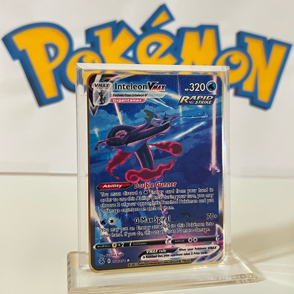 Pokémon Inteleon VMAX 266/264 Fusion Strike Metal Gold Card Rare - Picture 3 of 3